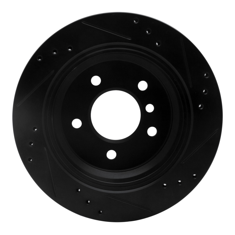 BMW 525I Brake Rotor (1) - Rear Left - R1 Concepts - Drilled & Slotted - Black - `96-`03